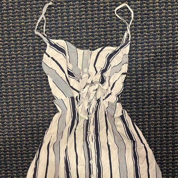 blue and white striped front tie lottie moss mini sundress - Picture 2 of 4